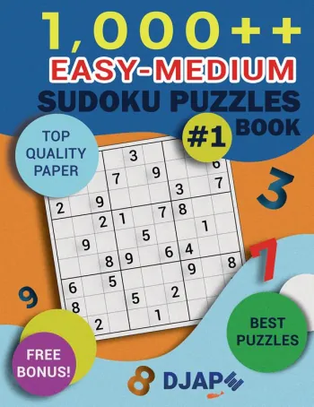 1 000++ Easy Medium suduko Puzzles Book