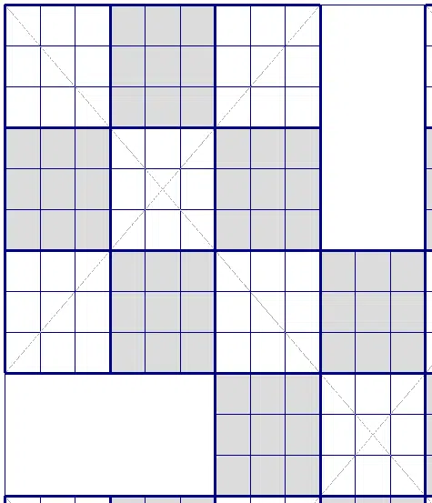Weekly sudoku Samurai X puzzle