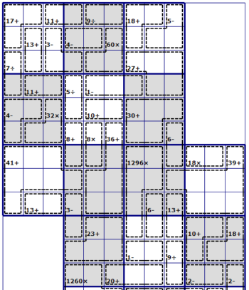 Killer sudoku with all operators in TwoDoku format puzzle